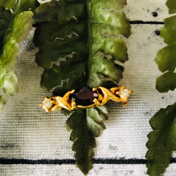 Garnet/C Z Kisses Bar Pin - Picture 8 of 8